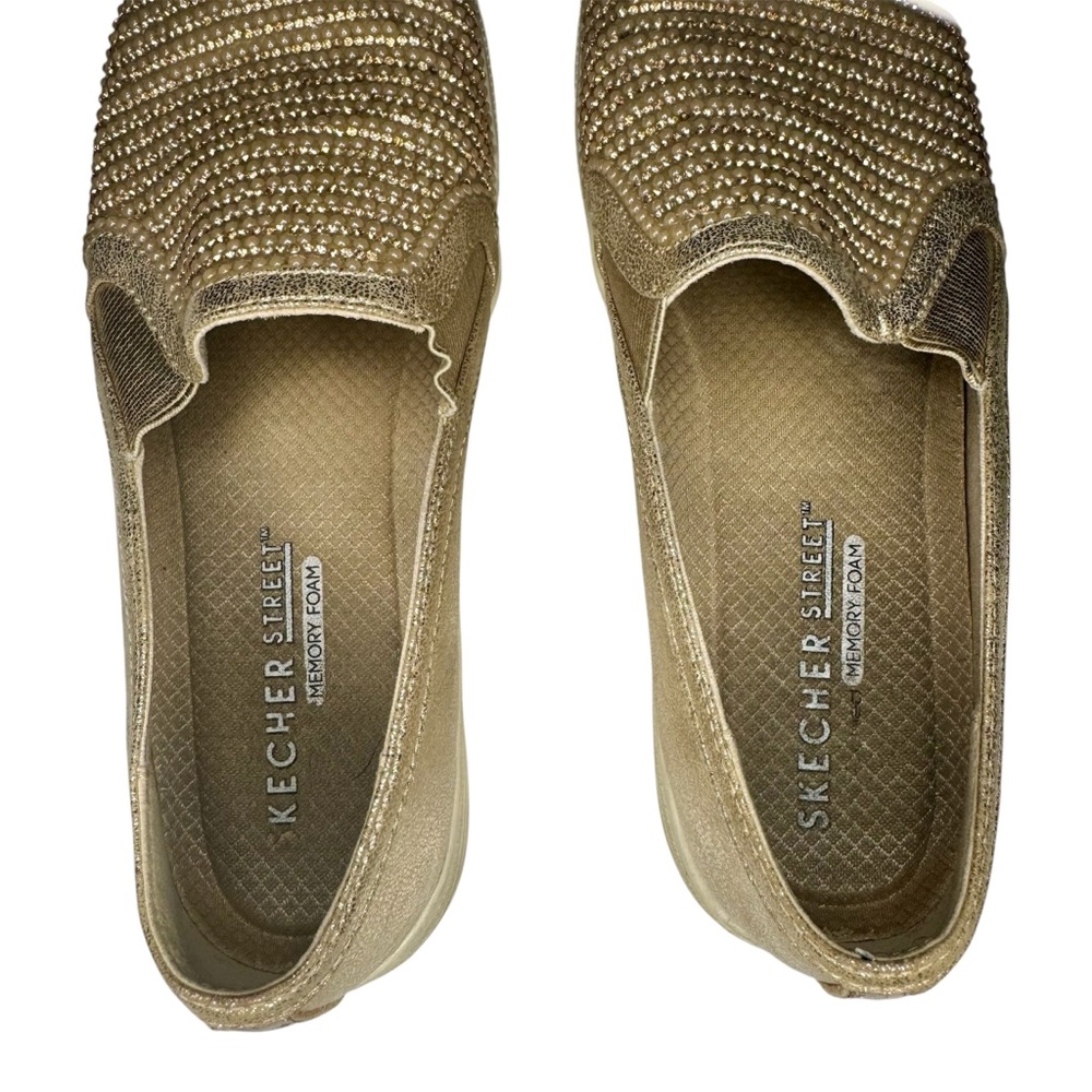 Skechers Street Golden Sparkly Slip-On Platform Sneakers Size 7 - Picture 7 of 7